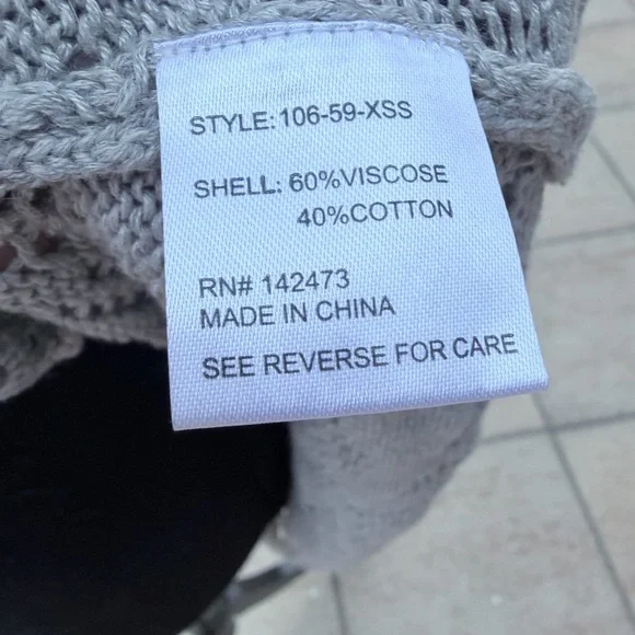 Grace & Lace Light Gray Pointelle Knit Hi-Low Sweater (18”p2p) - Picture 9 of 9